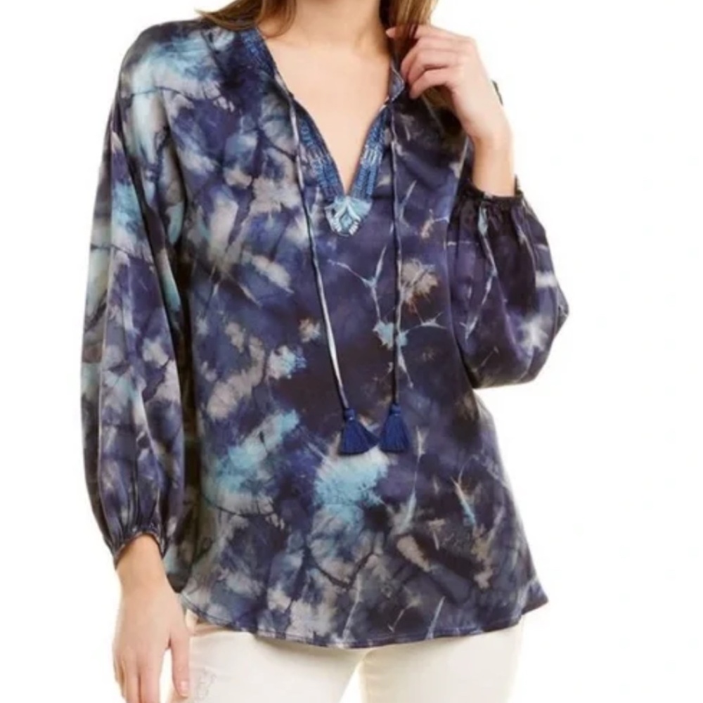 NWT Johnny Was Moonlight Tie Dye  Silk Blouse Size L